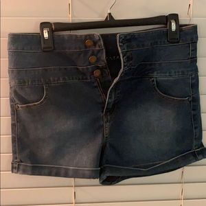 Dark-Wash High-Rise Jean Shorts